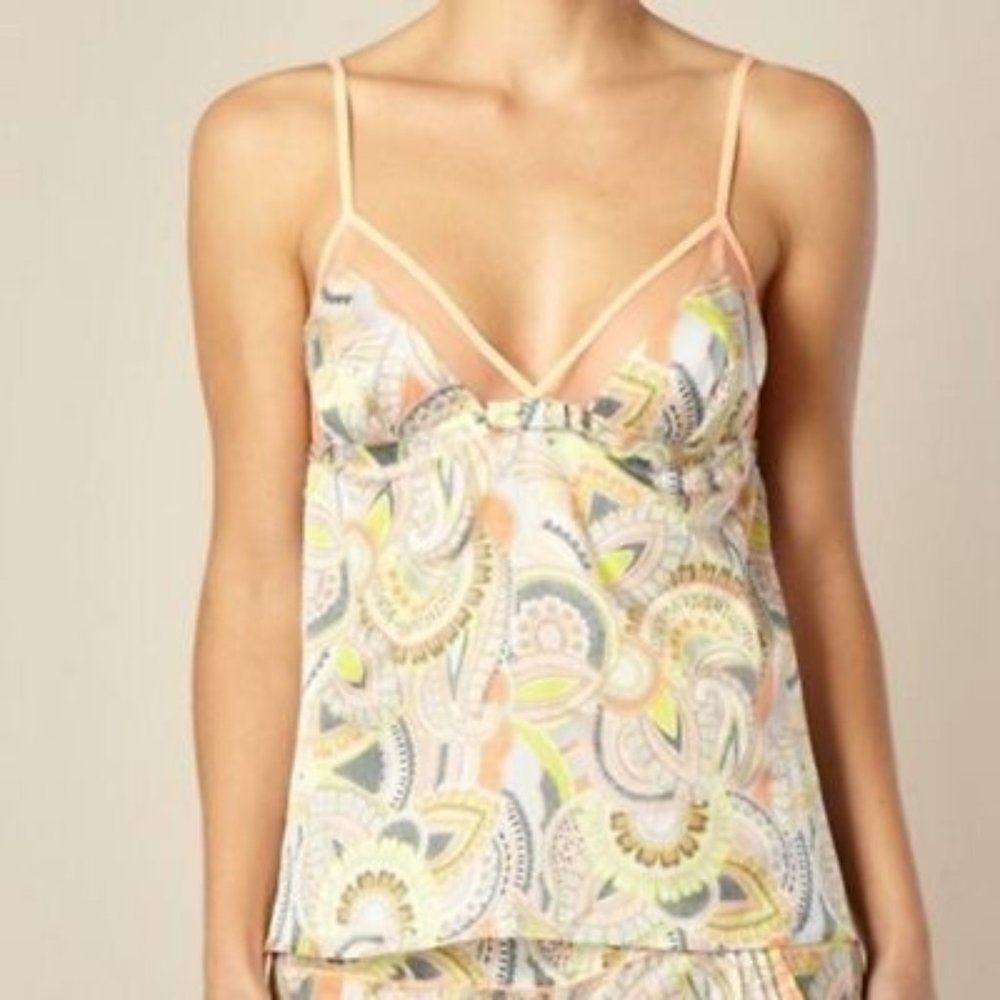 PRINCESSE TAM TAM Camisole TOP Paisley Print SLEEPWEAR Lingerie SILK Blend (XS)